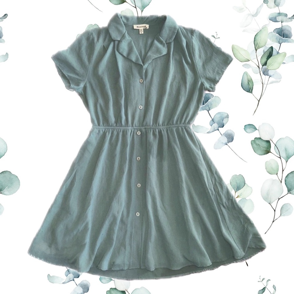 Monteau Teal Button-Front Midi Dress